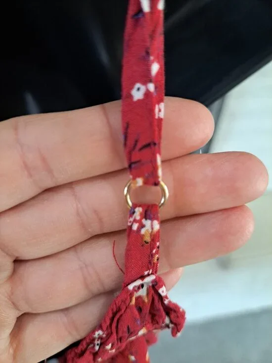 Natural Life Floral Red Tiered Sundress Adjustable Ruffled Flowy Rayon Medium - Picture 5 of 10